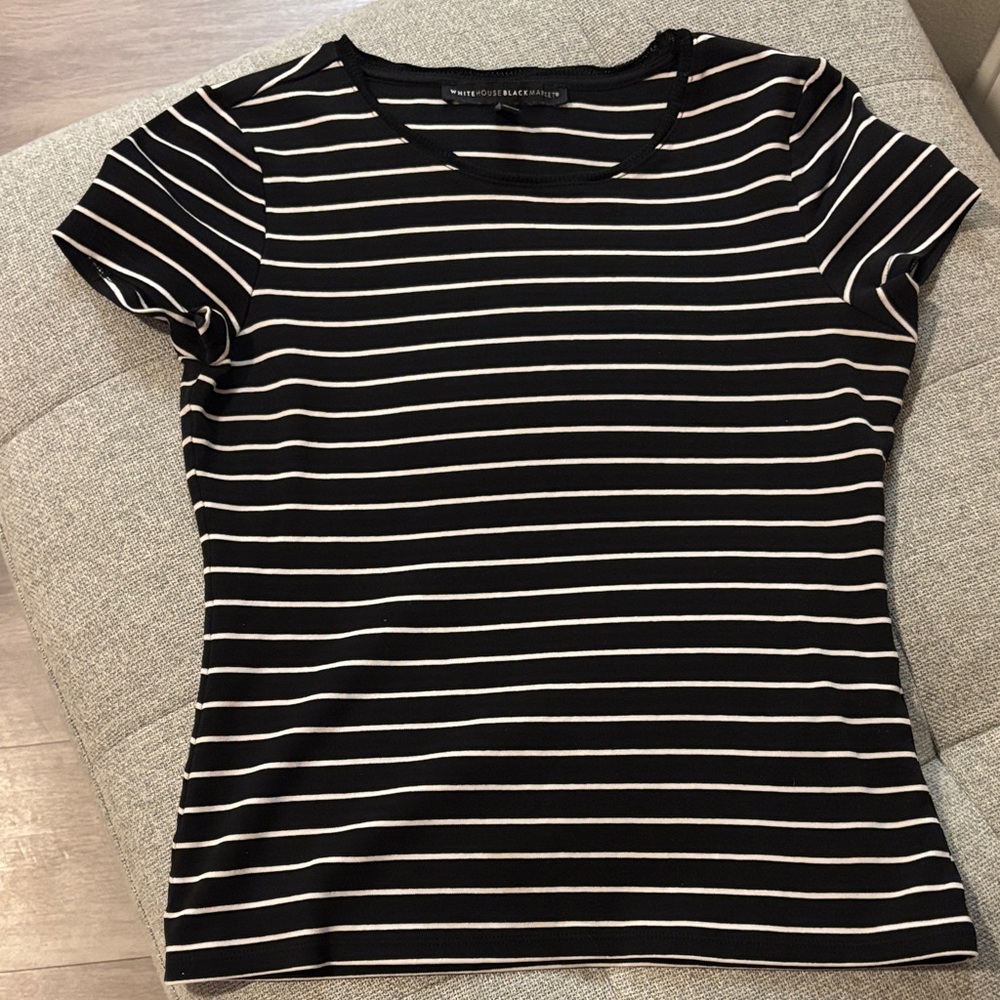 White House Black Market Black and White Striped Tee